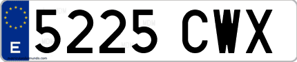 Ejemplo de matrícula de coche ordinaria 5225 CWX