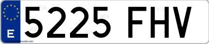 Ejemplo de matrícula española 5225 FHV