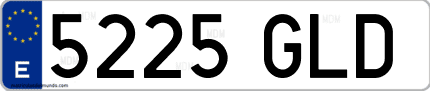 Ejemplo de matrícula de coche ordinaria 5225 GLD