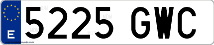 Ejemplo de matrícula de coche ordinaria 5225 GWC