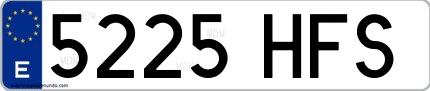 Ejemplo de matrícula española 5225 HFS
