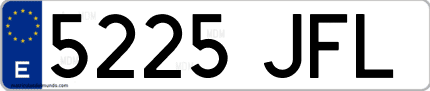 Ejemplo de matrícula de coche ordinaria 5225 JFL