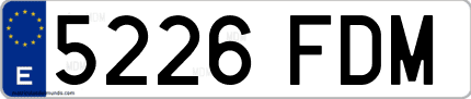 Ejemplo de matrícula de coche ordinaria 5226 FDM