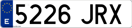 Ejemplo de matrícula de coche ordinaria 5226 JRX