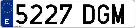 Ejemplo de matrícula española 5227 DGM