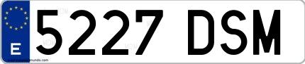Ejemplo de matrícula española 5227 DSM