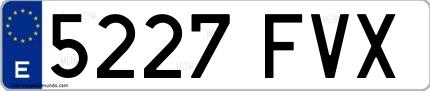 Ejemplo de matrícula española 5227 FVX