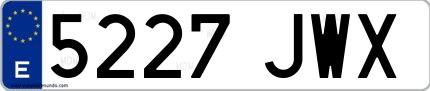 Ejemplo de matrícula española 5227 JWX