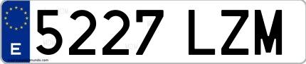 Ejemplo de matrícula española 5227 LZM