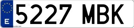 Ejemplo de matrícula española 5227 MBK
