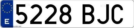 Ejemplo de matrícula española 5228 BJC