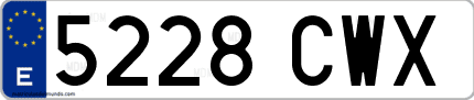 Ejemplo de matrícula de coche ordinaria 5228 CWX
