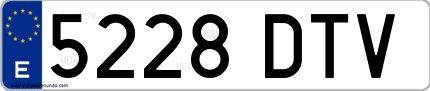 Ejemplo de matrícula española 5228 DTV