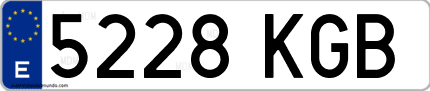 Ejemplo de matrícula de coche ordinaria 5228 KGB