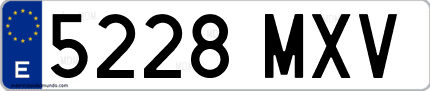 Ejemplo de matrícula de coche ordinaria 5228 MXV