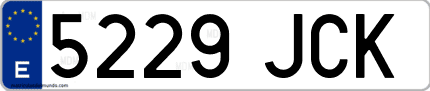 Ejemplo de matrícula de coche ordinaria 5229 JCK