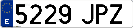 Ejemplo de matrícula de coche ordinaria 5229 JPZ