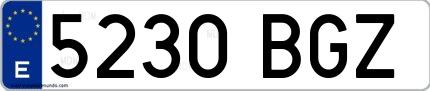 Ejemplo de matrícula española 5230 BGZ