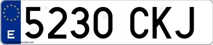 Ejemplo de matrícula española 5230 CKJ