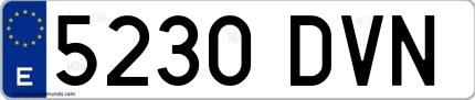Ejemplo de matrícula española 5230 DVN