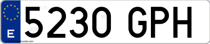 Ejemplo de matrícula de coche ordinaria 5230 GPH