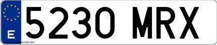 Ejemplo de matrícula española 5230 MRX