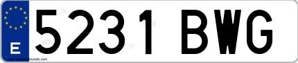 Ejemplo de matrícula española 5231 BWG
