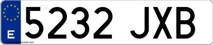 Ejemplo de matrícula española 5232 JXB