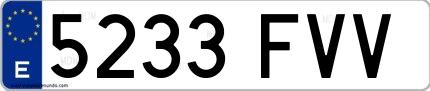 Ejemplo de matrícula española 5233 FVV
