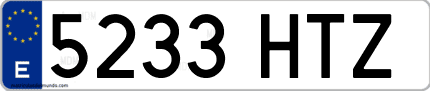 Ejemplo de matrícula de coche ordinaria 5233 HTZ