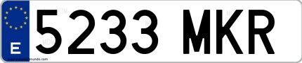 Ejemplo de matrícula española 5233 MKR