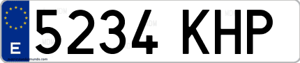 Ejemplo de matrícula de coche ordinaria 5234 KHP