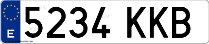 Ejemplo de matrícula de coche ordinaria 5234 KKB