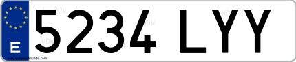Ejemplo de matrícula española 5234 LYY