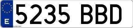 Ejemplo de matrícula española 5235 BBD