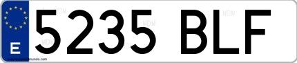 Ejemplo de matrícula española 5235 BLF