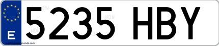 Ejemplo de matrícula española 5235 HBY