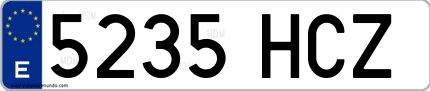 Ejemplo de matrícula española 5235 HCZ