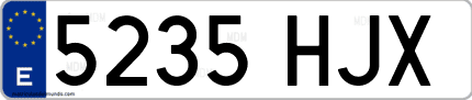 Ejemplo de matrícula de coche ordinaria 5235 HJX