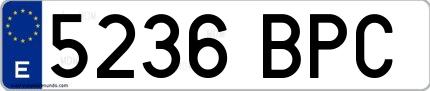 Ejemplo de matrícula española 5236 BPC