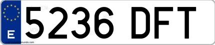 Ejemplo de matrícula española 5236 DFT