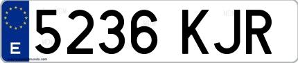 Ejemplo de matrícula española 5236 KJR