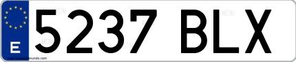 Ejemplo de matrícula española 5237 BLX
