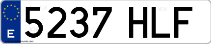 Ejemplo de matrícula de coche ordinaria 5237 HLF