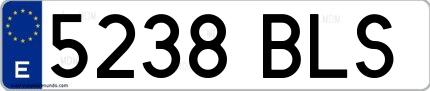 Ejemplo de matrícula española 5238 BLS