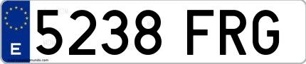 Ejemplo de matrícula española 5238 FRG