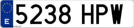 Ejemplo de matrícula de coche ordinaria 5238 HPW