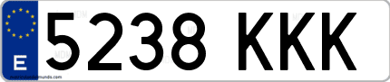 Ejemplo de matrícula de coche ordinaria 5238 KKK