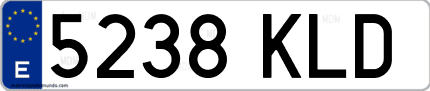 Ejemplo de matrícula de coche ordinaria 5238 KLD