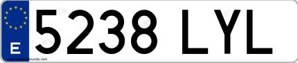 Ejemplo de matrícula española 5238 LYL